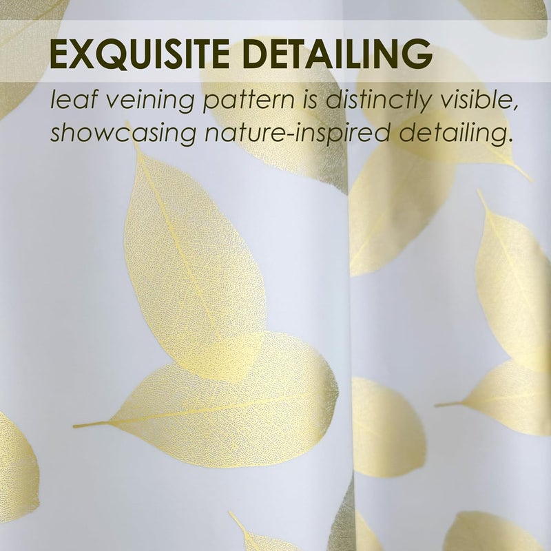 TRIMENGO Plastic Shower Curtain Liner, Waterproof Printed PEVA Shower Curtain with Design, Gold Leaf Pattern, Rustproof Grommets, Standard Size 70x72 Bathtub Curtain for Bathroom (Pack of 1) - Image 4